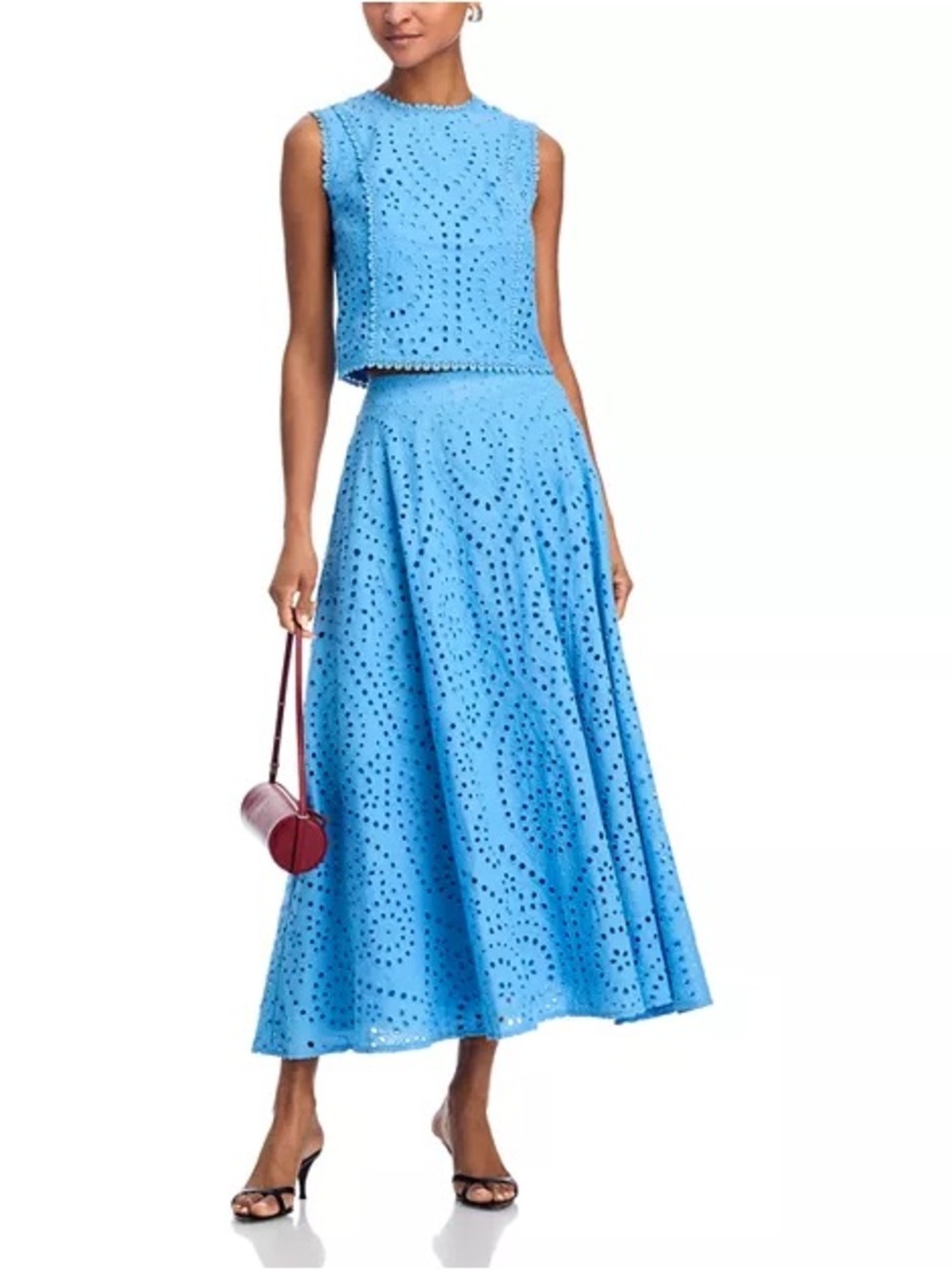 NWT Aqua Blue Eyelet Skirt and Top Set sz L